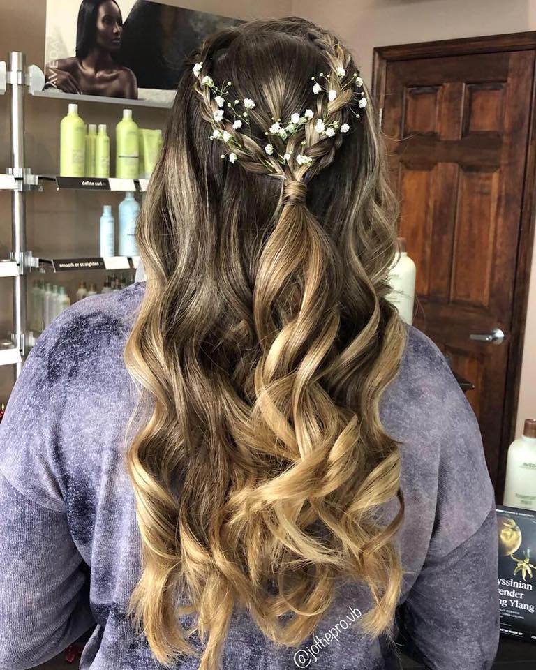 Hairstyle with White Flowers